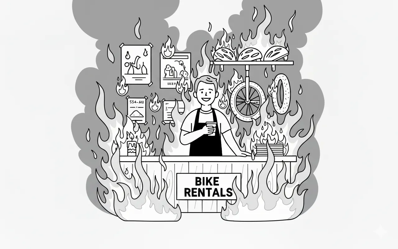 Moped shop — total inferno, this is fine