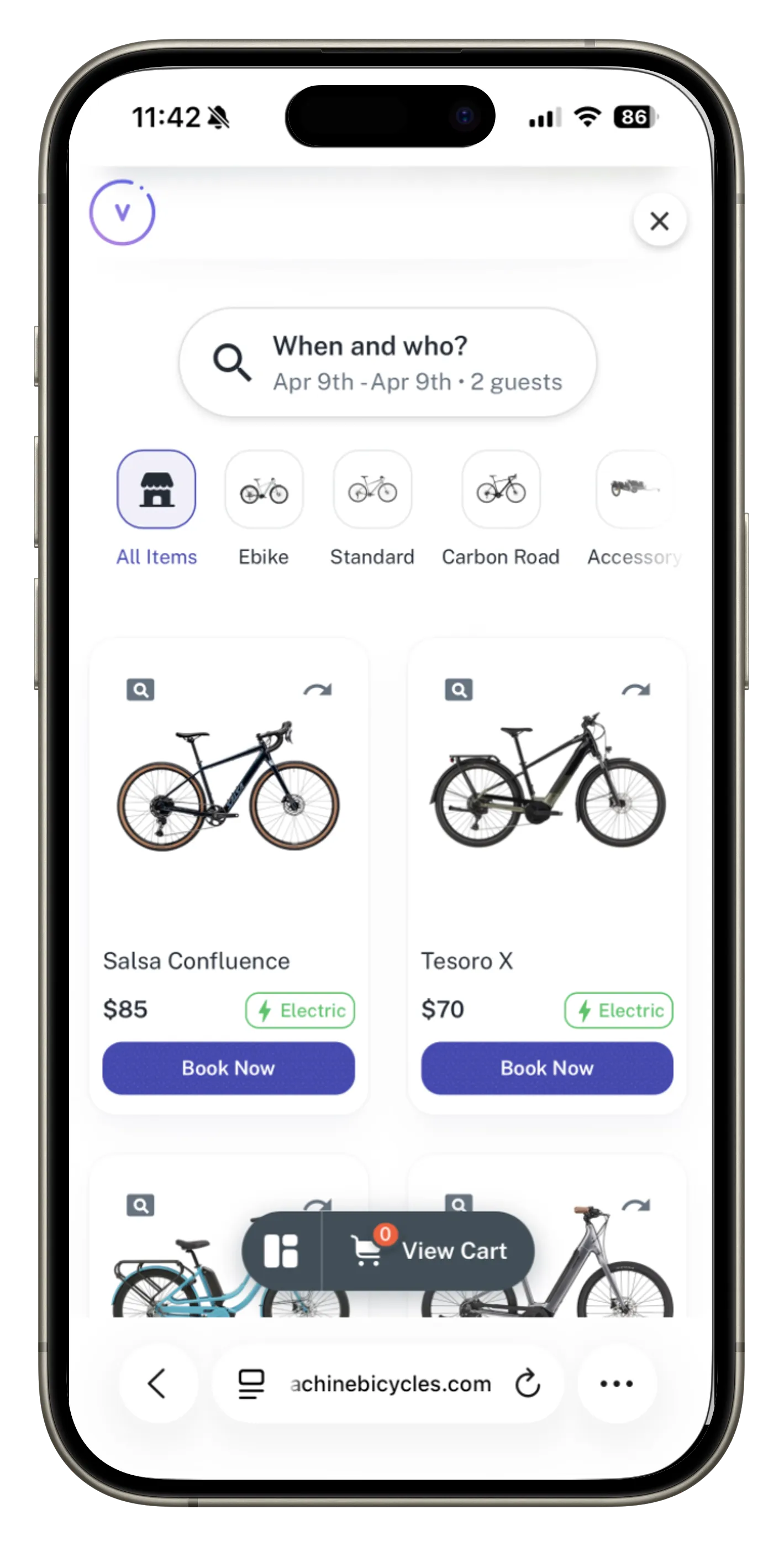 Customer rental catalog on iPhone