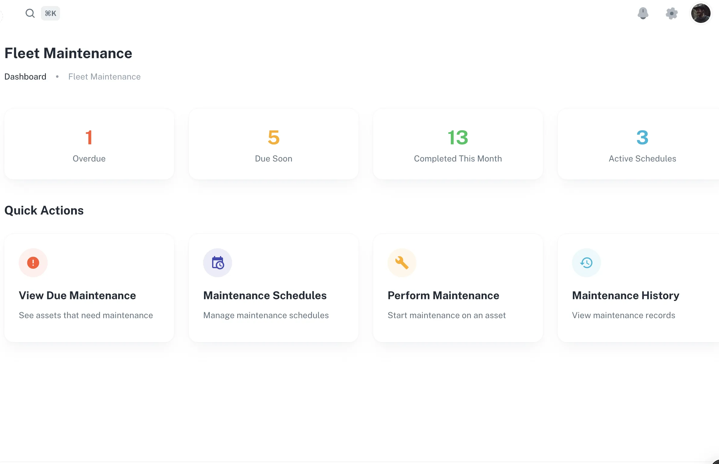 Valet fleet maintenance tracking