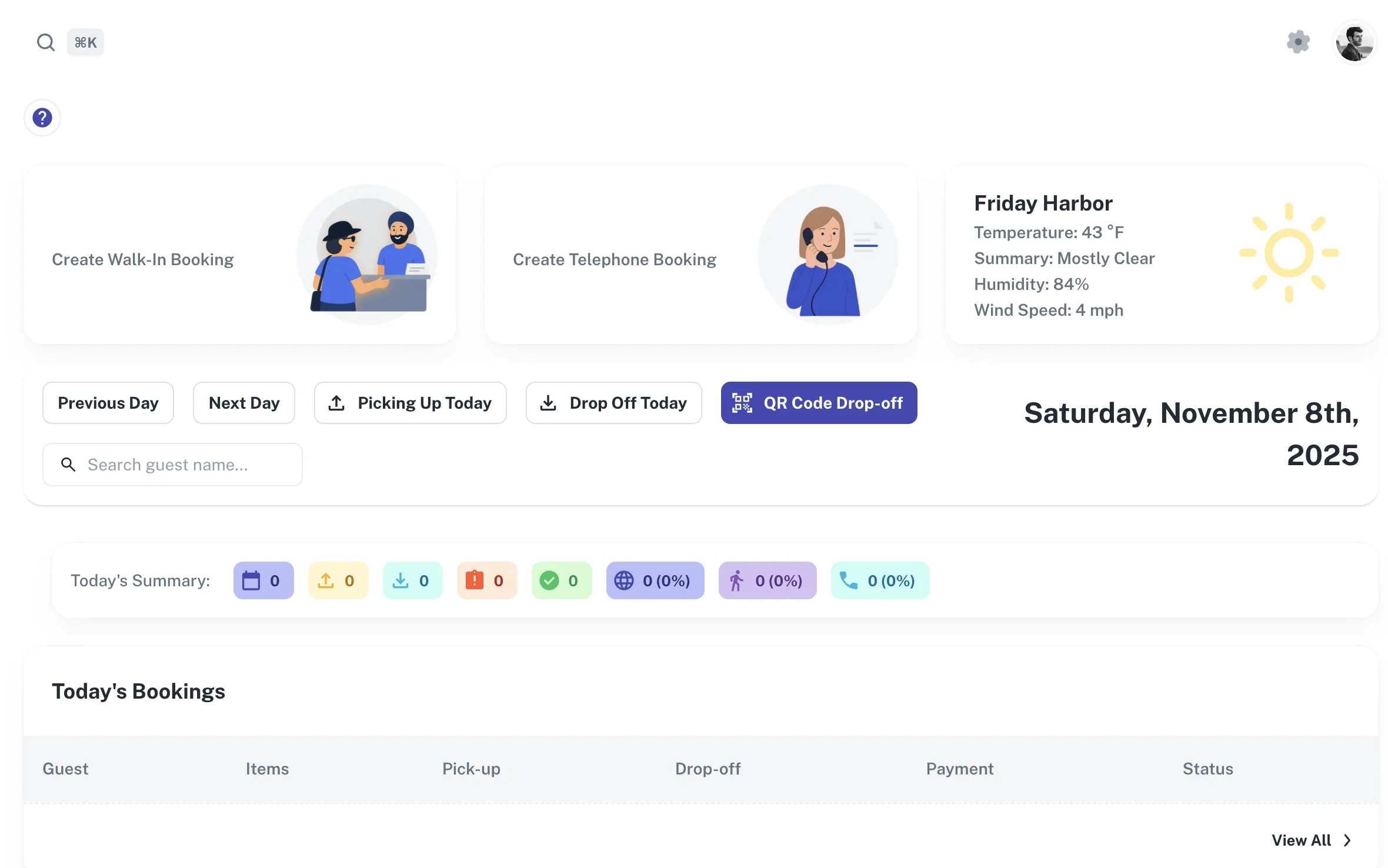Valet tour tracking dashboard